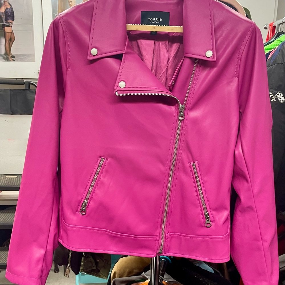 Torrid Women's Fuchsia Faux Leather Motorcycle Jacket
